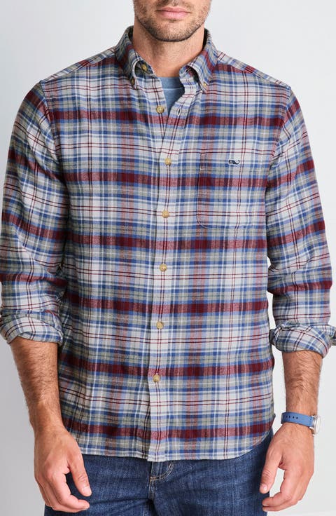 Great Point Plaid Stretch Flannel Button Down Shirt