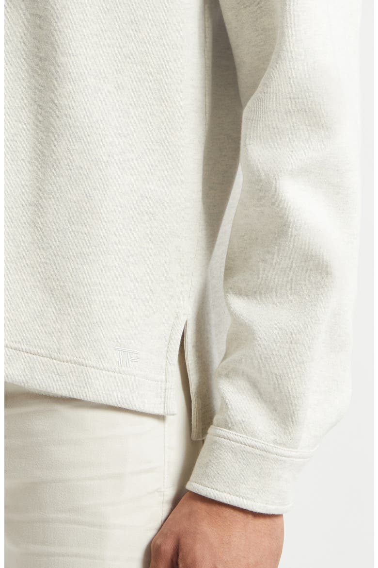 Cotton, Silk & Cashmere Half Button Pullover, Alternate, color, MOON
