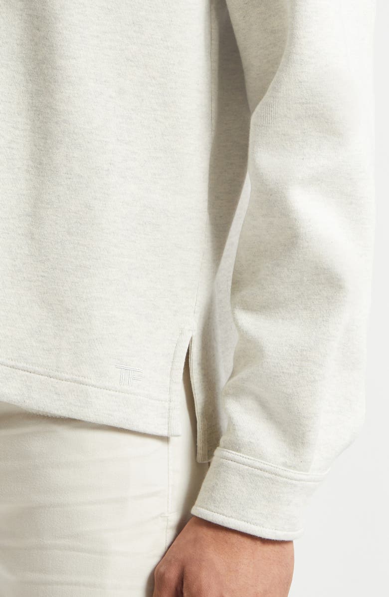 TOM FORD Cotton, Silk & Cashmere Half Button Pullover, Alternate, color, Moon