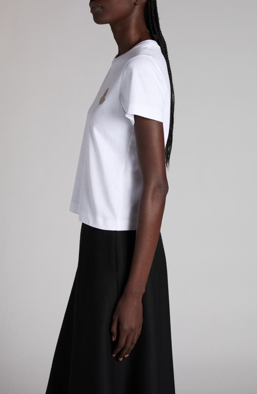 Moncler Crew Neck Short Sleeve T-shirt With Embroidery In White