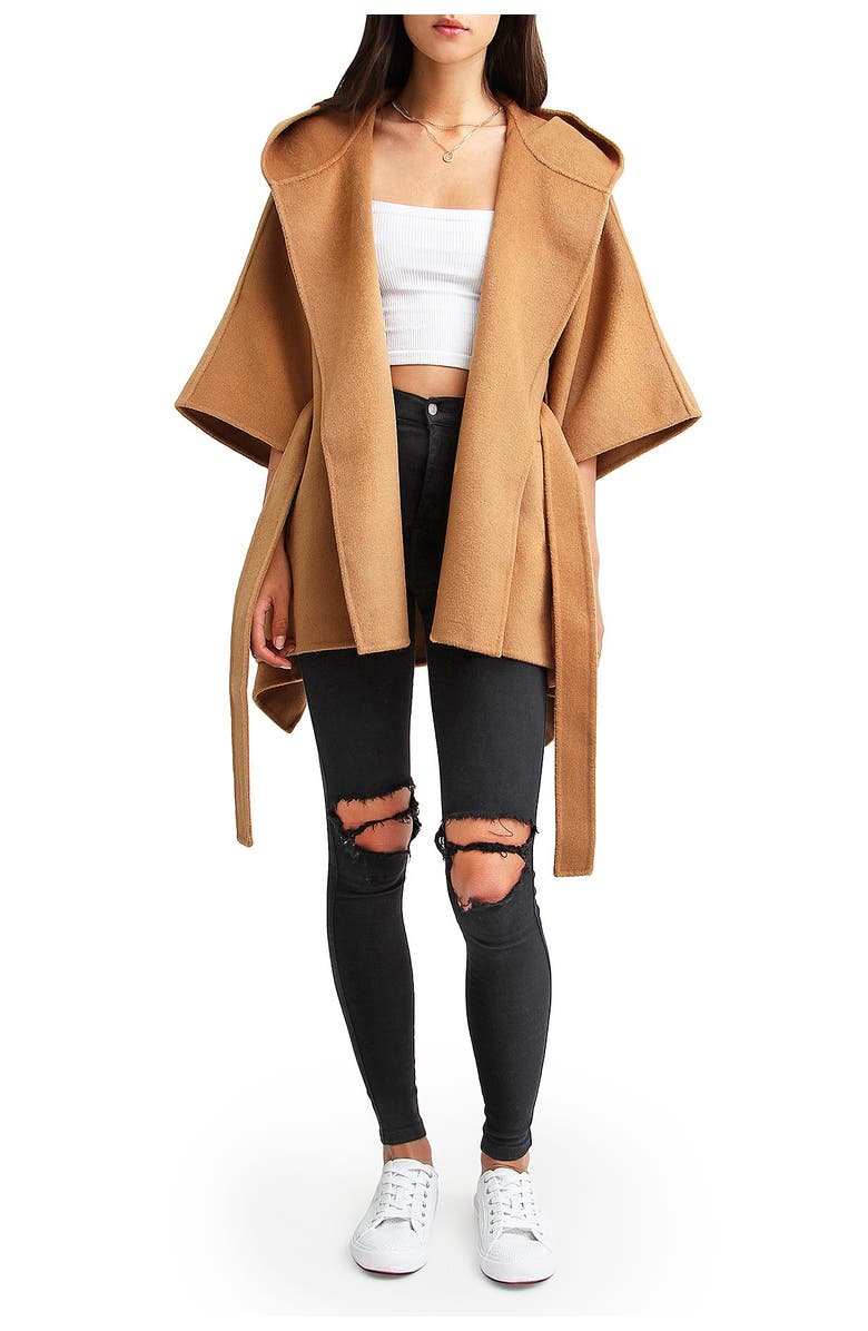Belle & Bloom Jackson Landing Wool Blend Cape Coat, Alternate, color, Camel