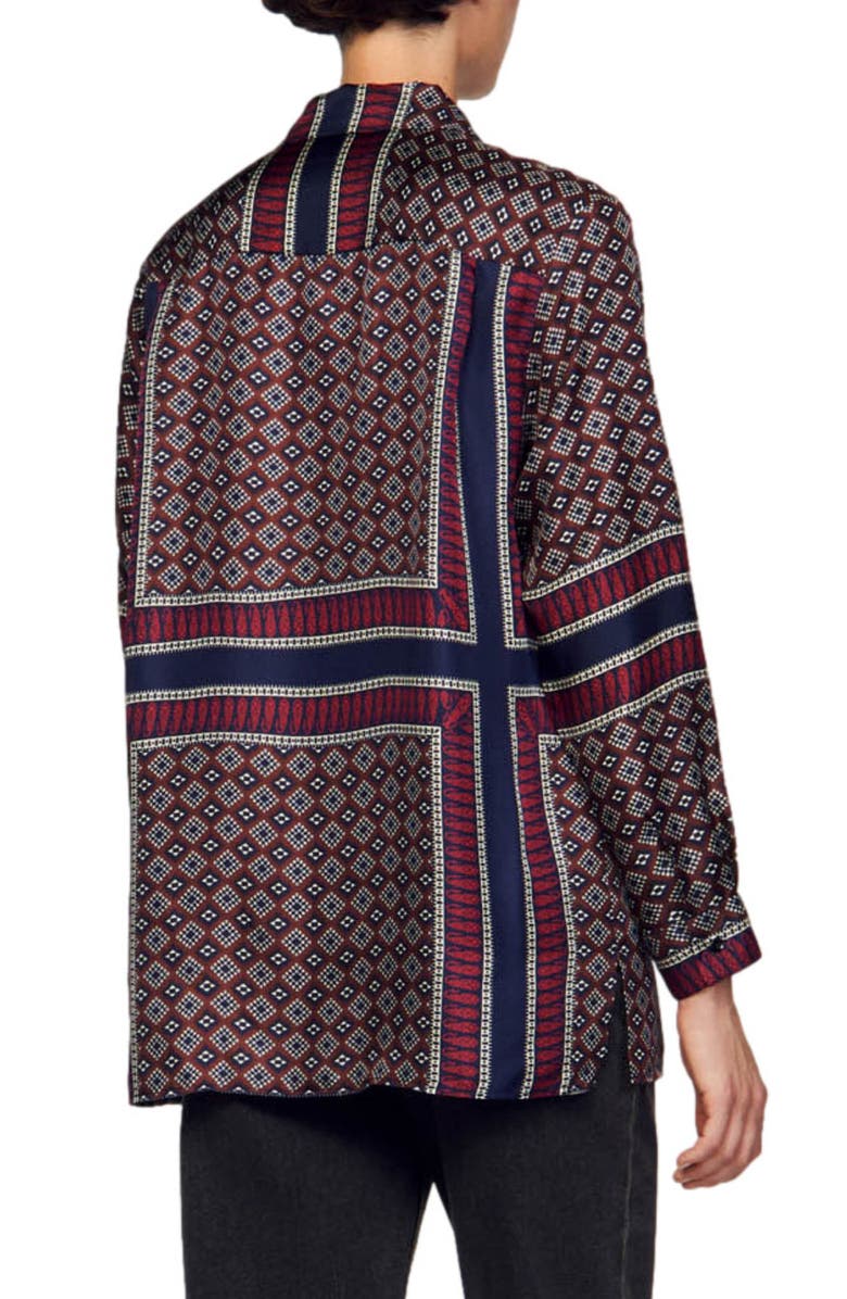 SANDRO Loane Foulard Print Silk Tunic, Alternate, color, 