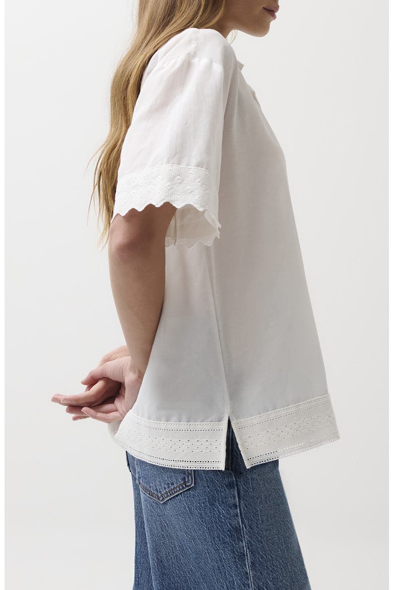 Maliah Silk & Cotton Camp Shirt, Alternate, color, SOFT WHITE