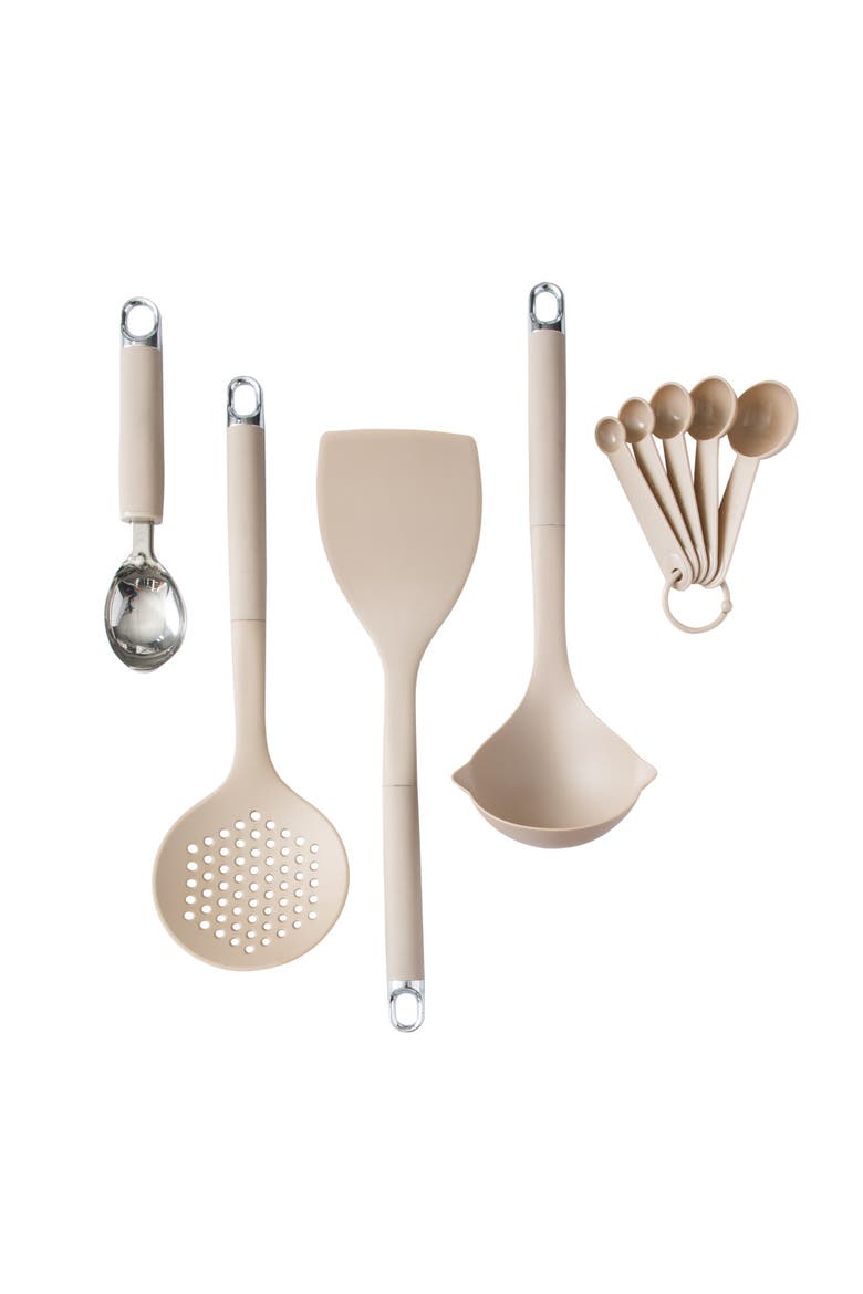 Nylon Kitchen Gadget & Tool Set with Spatulas and Ladle, Alternate, color, Taupe