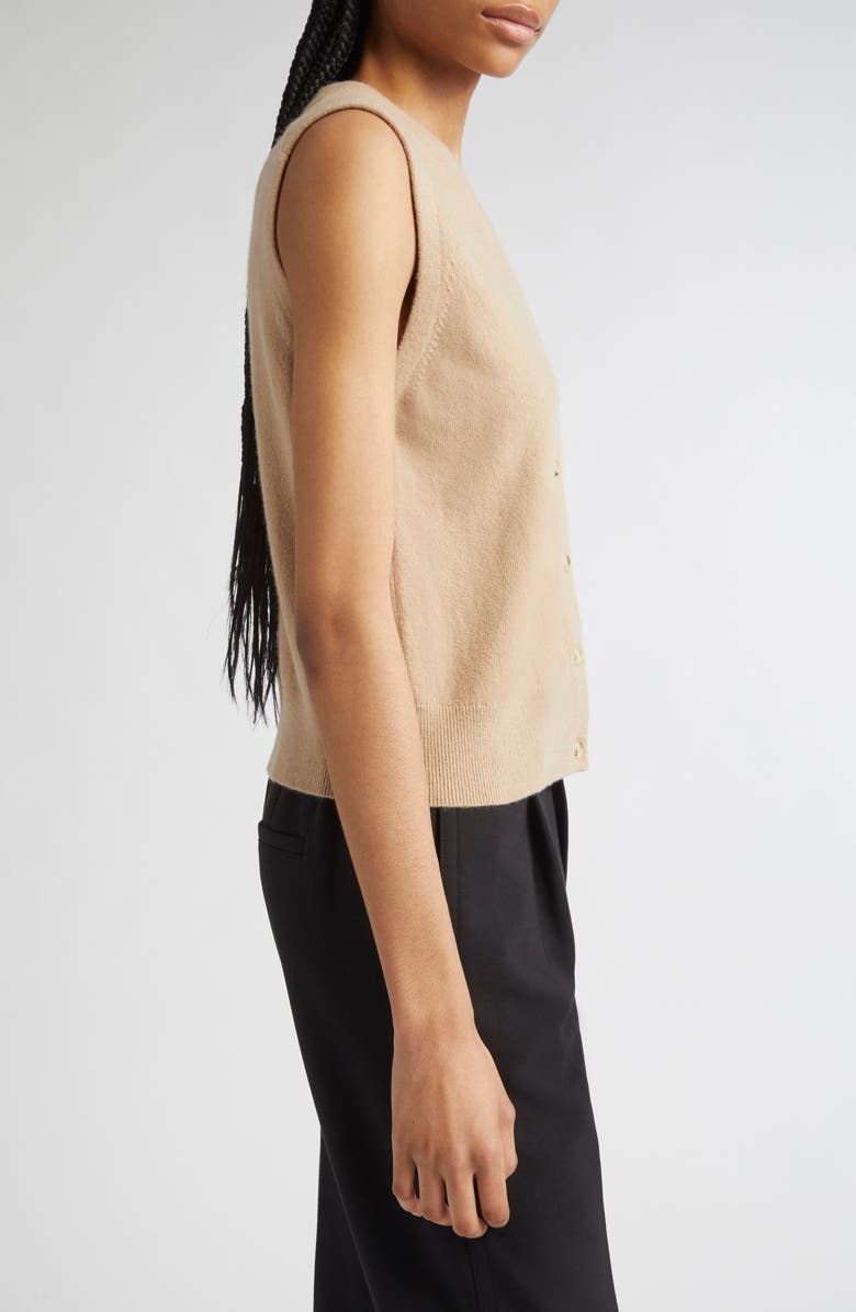 Vince Shrunken Button Wool & Cashmere Blend Vest, Alternate, color, Camel
