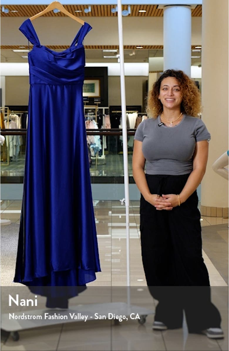 Off the Shoulder Satin Gown, sales video thumbnail