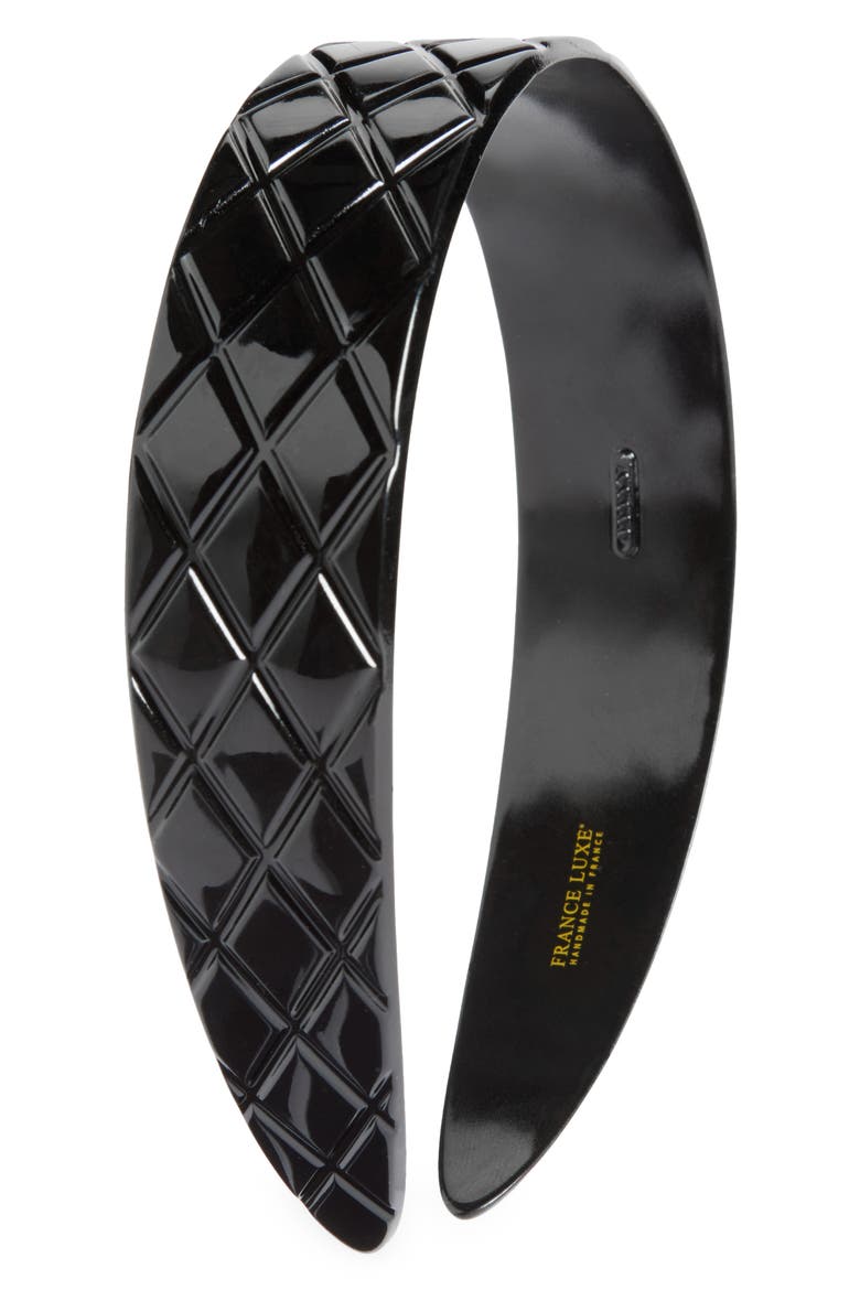 Wide Quilted Headband, Main, color, BLACK