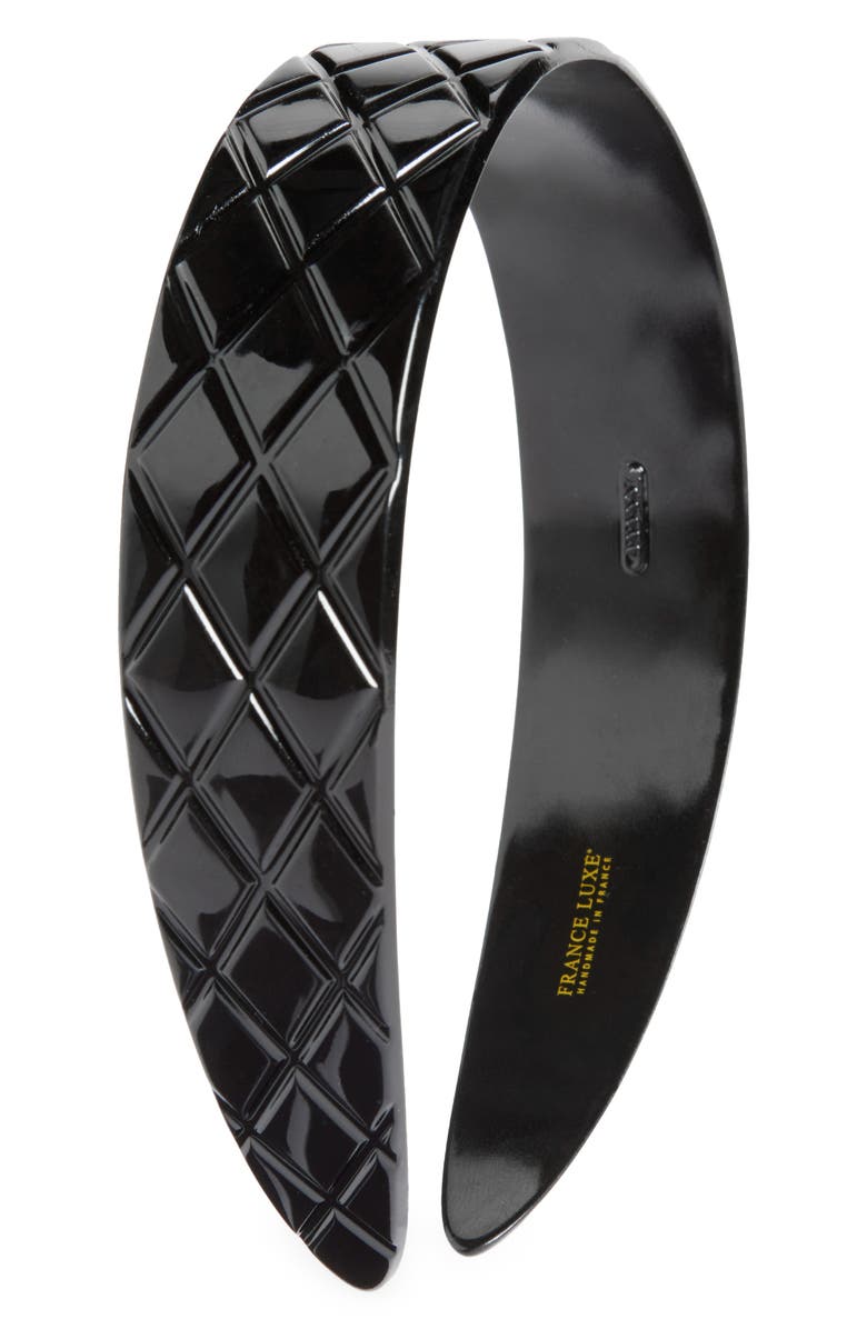 France Luxe Wide Quilted Headband, Main, color, Black