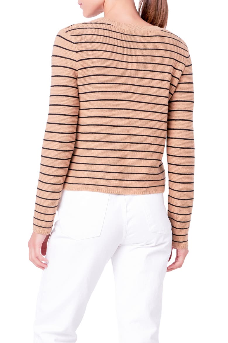 Stripe Crewneck Sweater, Alternate, color, TAN/ BLACK