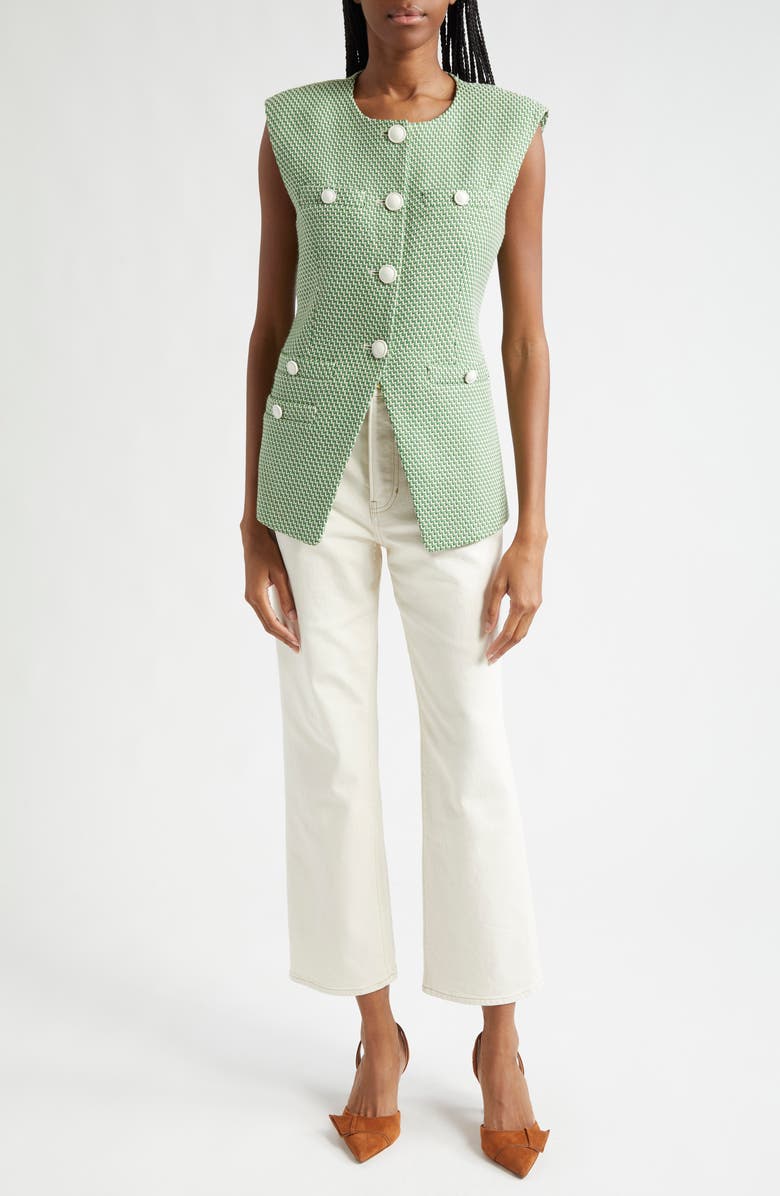 Veronica Beard Dylan High Waist Ankle Relaxed Straight Leg Jeans, Alternate, color, Ecru