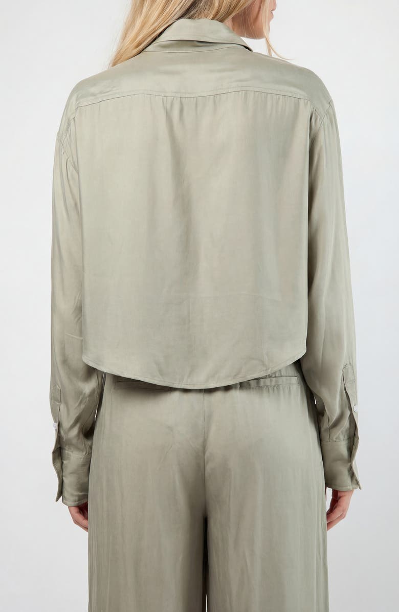 Viens Avec Moi The Riviera Cupro Blend Crop Blouse, Alternate, color, Olive