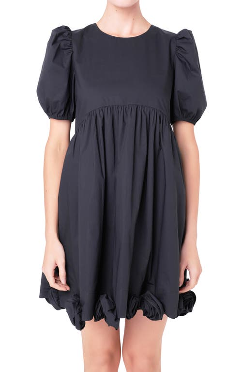 ENGLISH FACTORY ENGLISH FACTORY CORSAGE PUFF SLEEVE BABYDOLL MINIDRESS