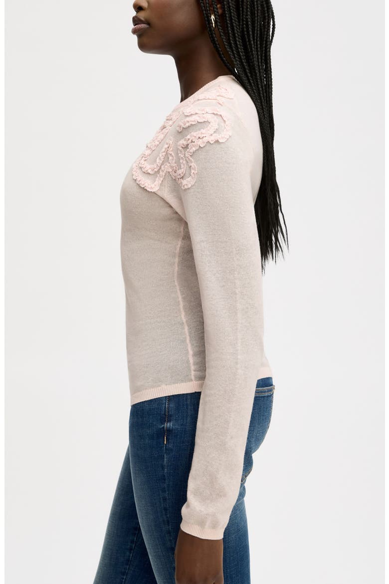 Ruffle Trim Sweater, Alternate, color, SOFT PINK