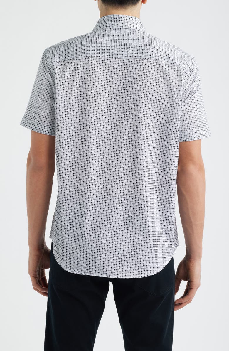 Bugatchi Miles OoohCotton<sup>®</sup> Neat Dot Print Short Sleeve Button-Up Shirt, Alternate, color, Platinum