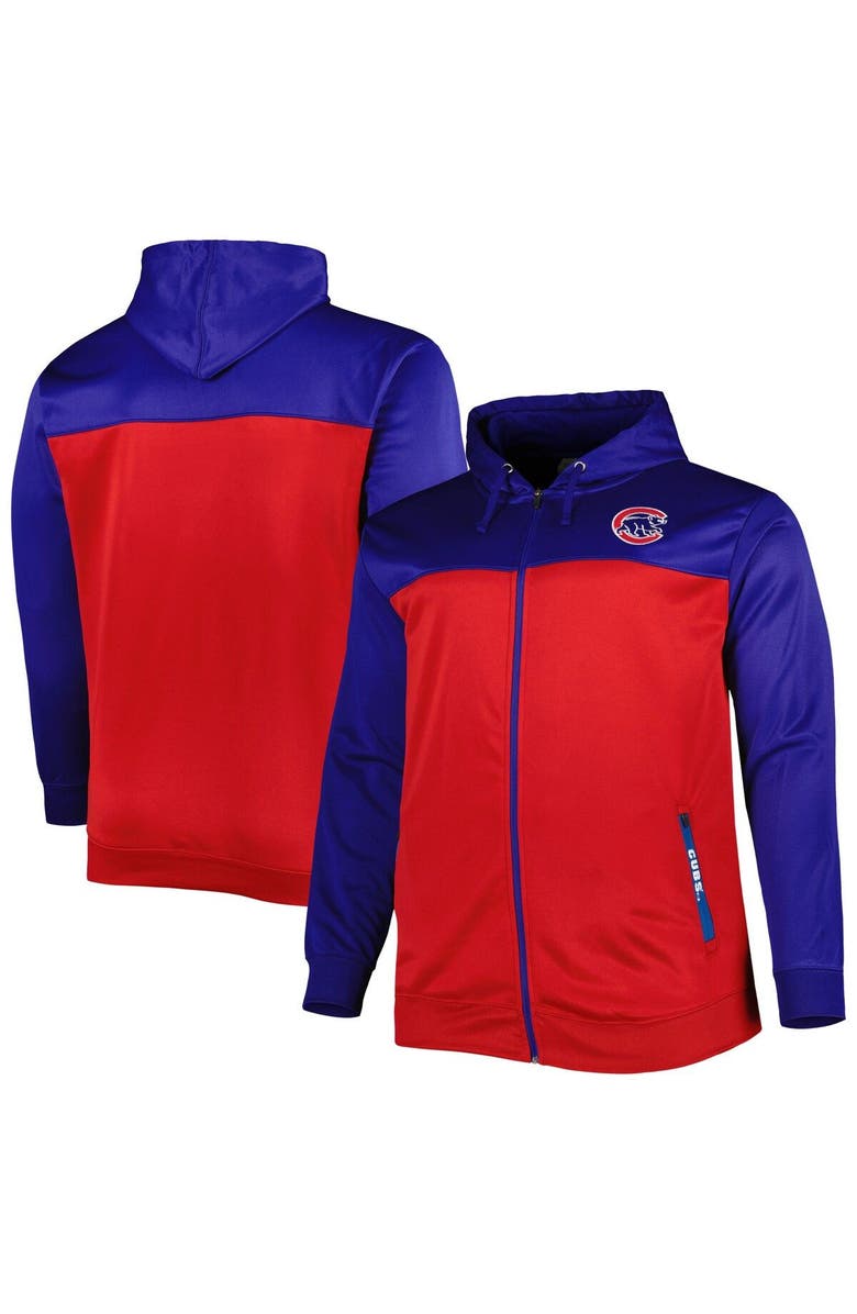 PROFILE Men's Royal/Red Chicago Cubs Big & Tall Yoke Full-Zip Hoodie, Main, color, 