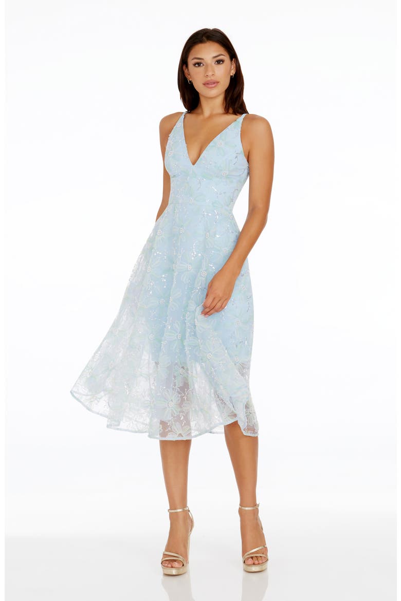Audrey Beaded Sleeveless Chiffon Dress, Alternate, color, POWDER BLUE MULTI