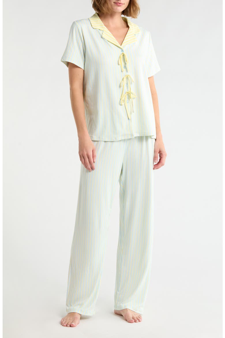 Striped Notch Collar Pajamas, Main, color, SALT WATER