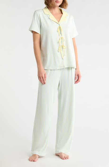 French Connection Striped Notch Collar Pajamas
