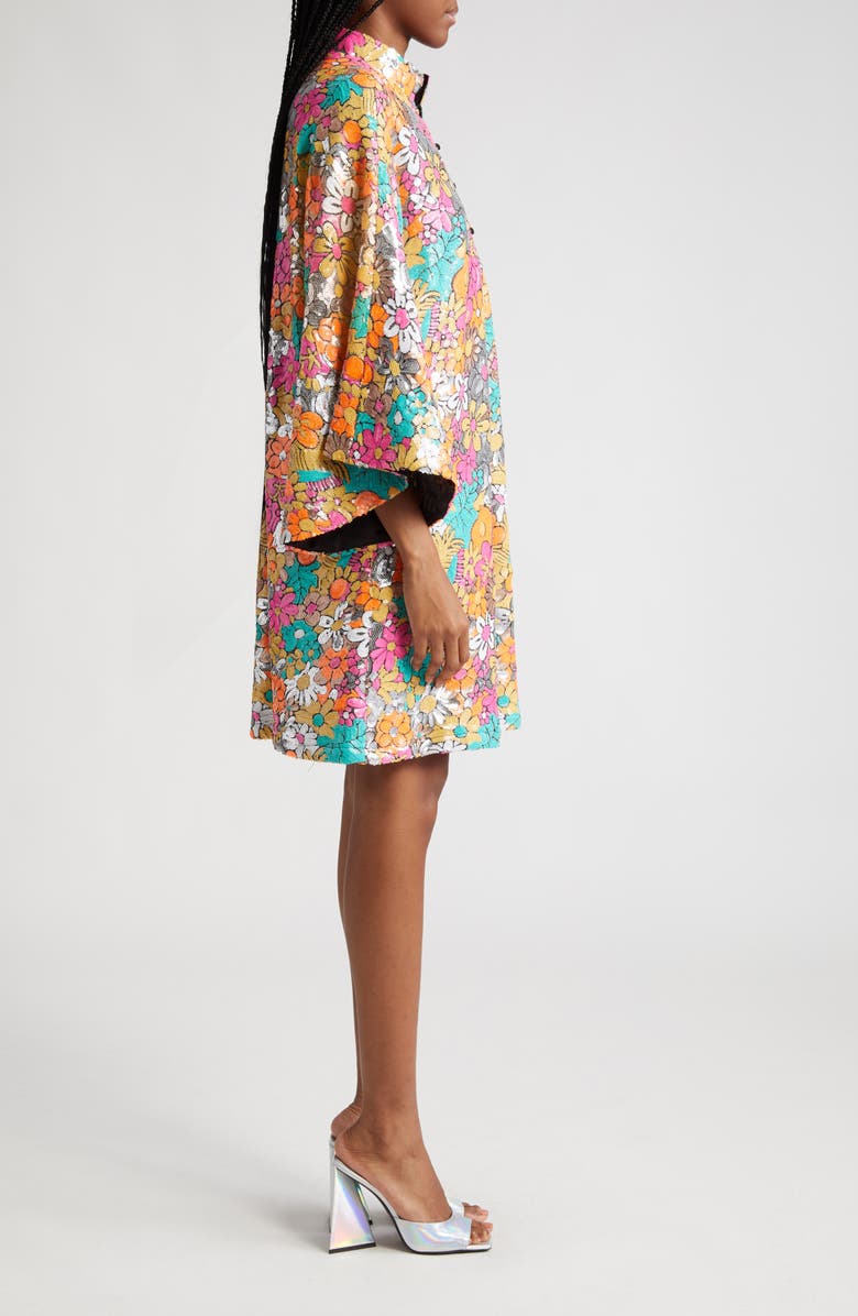 La Vie Style House Floral Sequin Cover-Up Caftan, Alternate, color, 