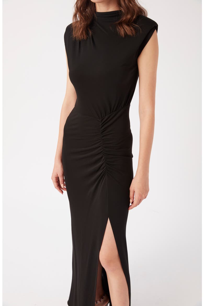 Apollo Side Slit Maxi Dress, Alternate, color, BLACK
