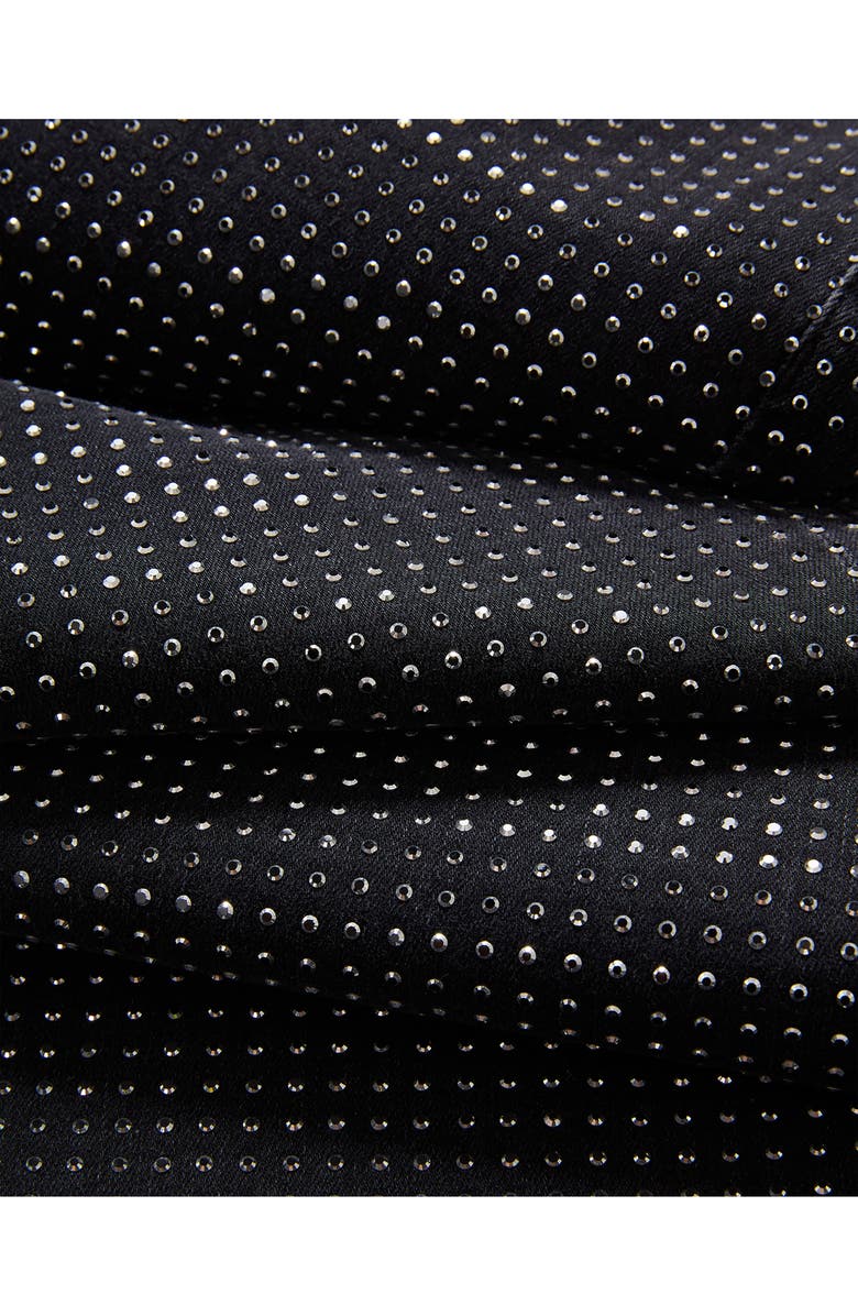 Veronica Beard Crosbie Crystal Embellished High Waist Slim Wide Leg Jeans, Alternate, color, Washed Onyx