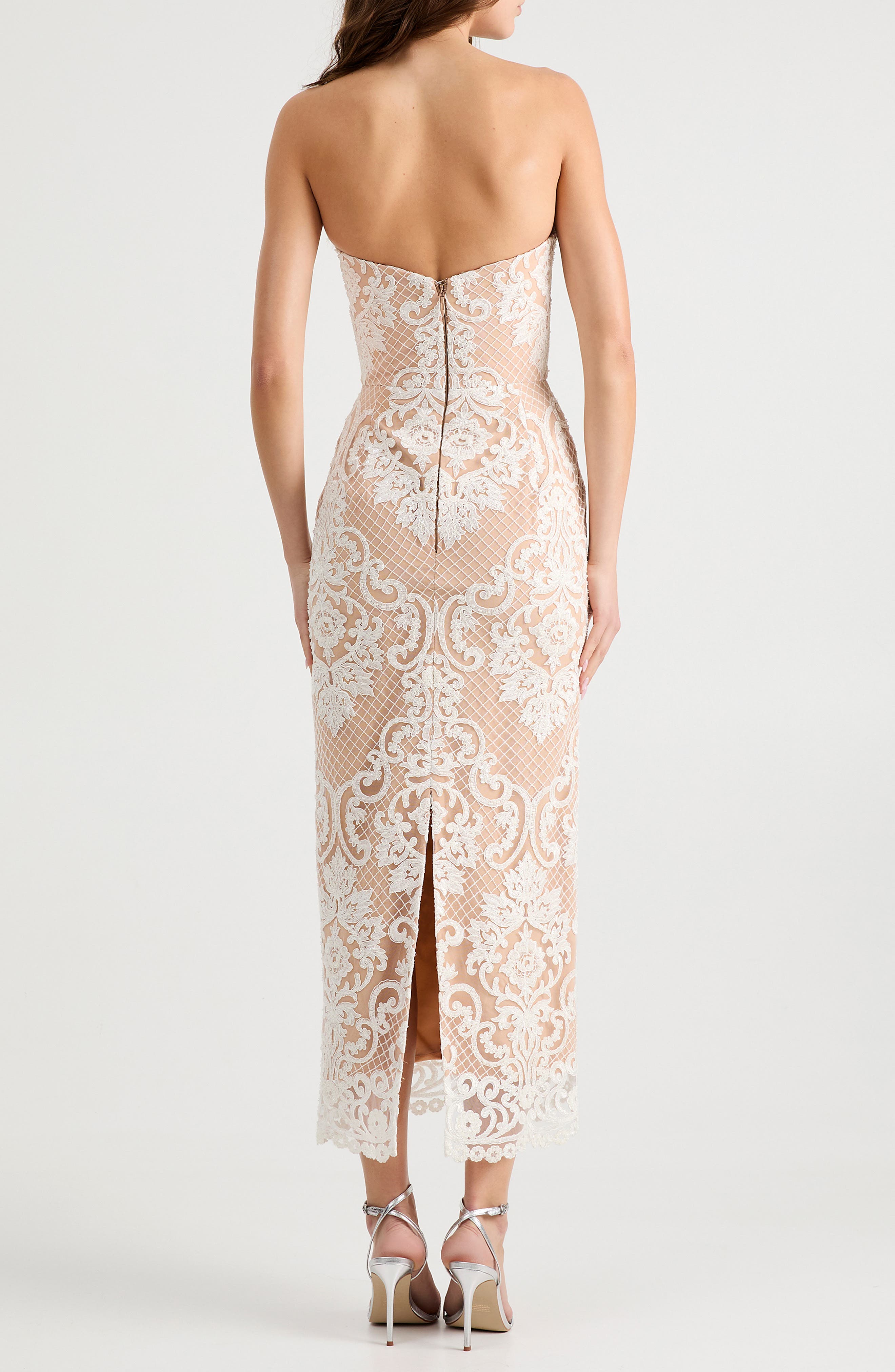 Kendall Beaded Lace & Mesh Column Dress - image 2