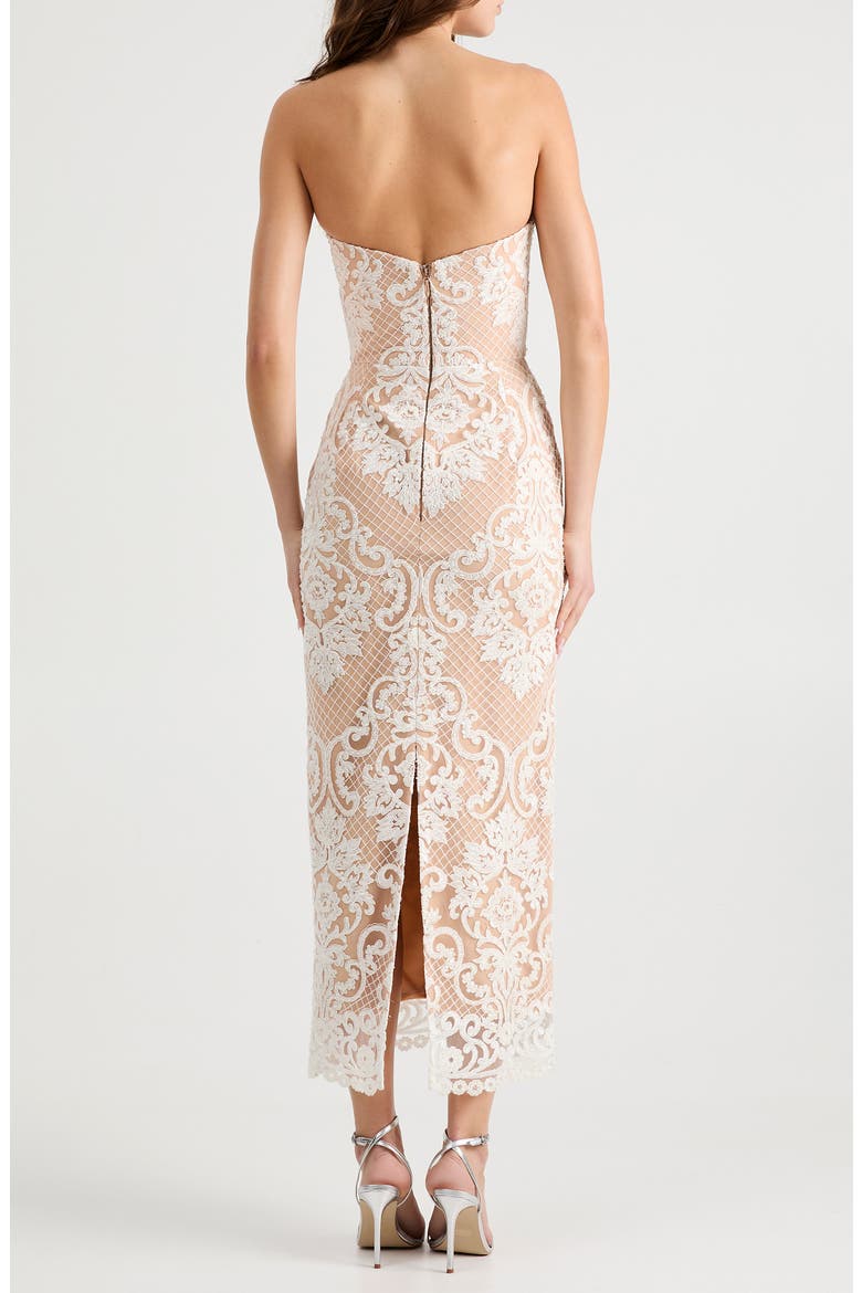 Kendall Beaded Lace & Mesh Column Dress, Alternate, color, OFF WHITE/ NUDE