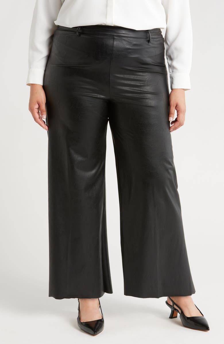 Lysse 'Lyssentials High Waist Faux Leather Wide Leg Pants, Main, color, Kohl Black