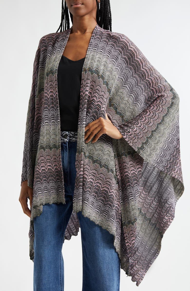 Missoni Metallic Stripe Knit Cape, Alternate, color, 