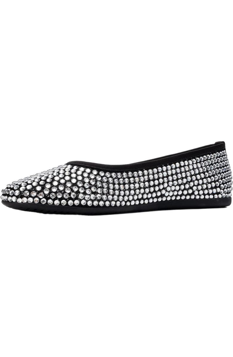 Prologue Shoes Runway Mesh Embellished Ballet Flat, Alternate, color, Black Faux Leather