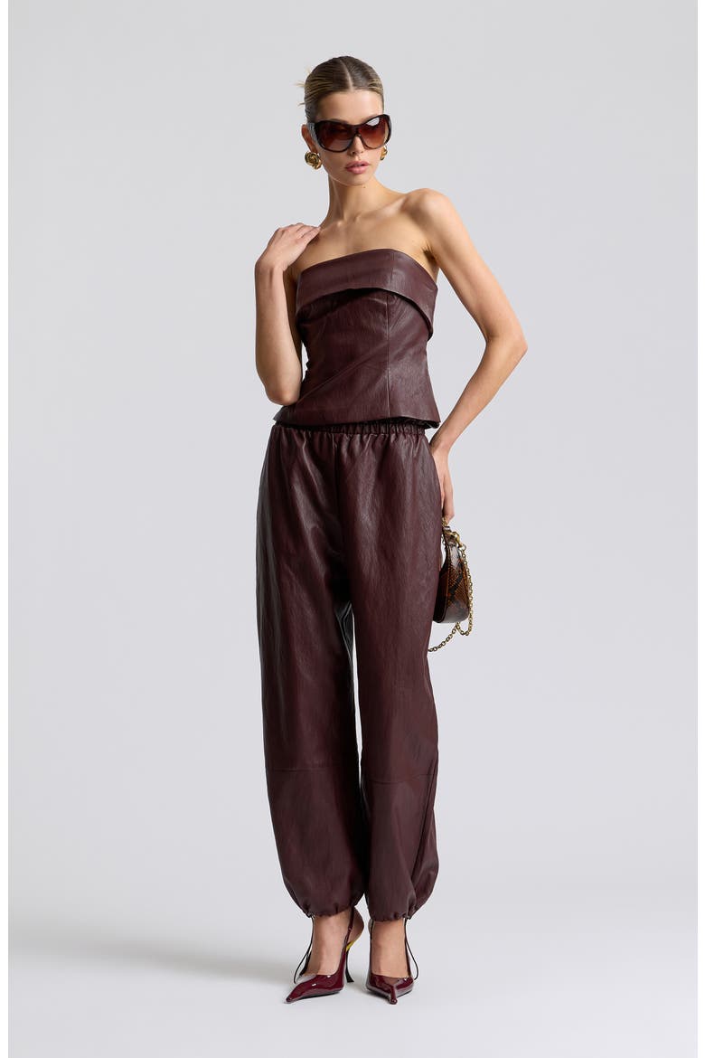 Elastic Waist Faux Leather Balloon Pants, Alternate, color, BORDEAUX