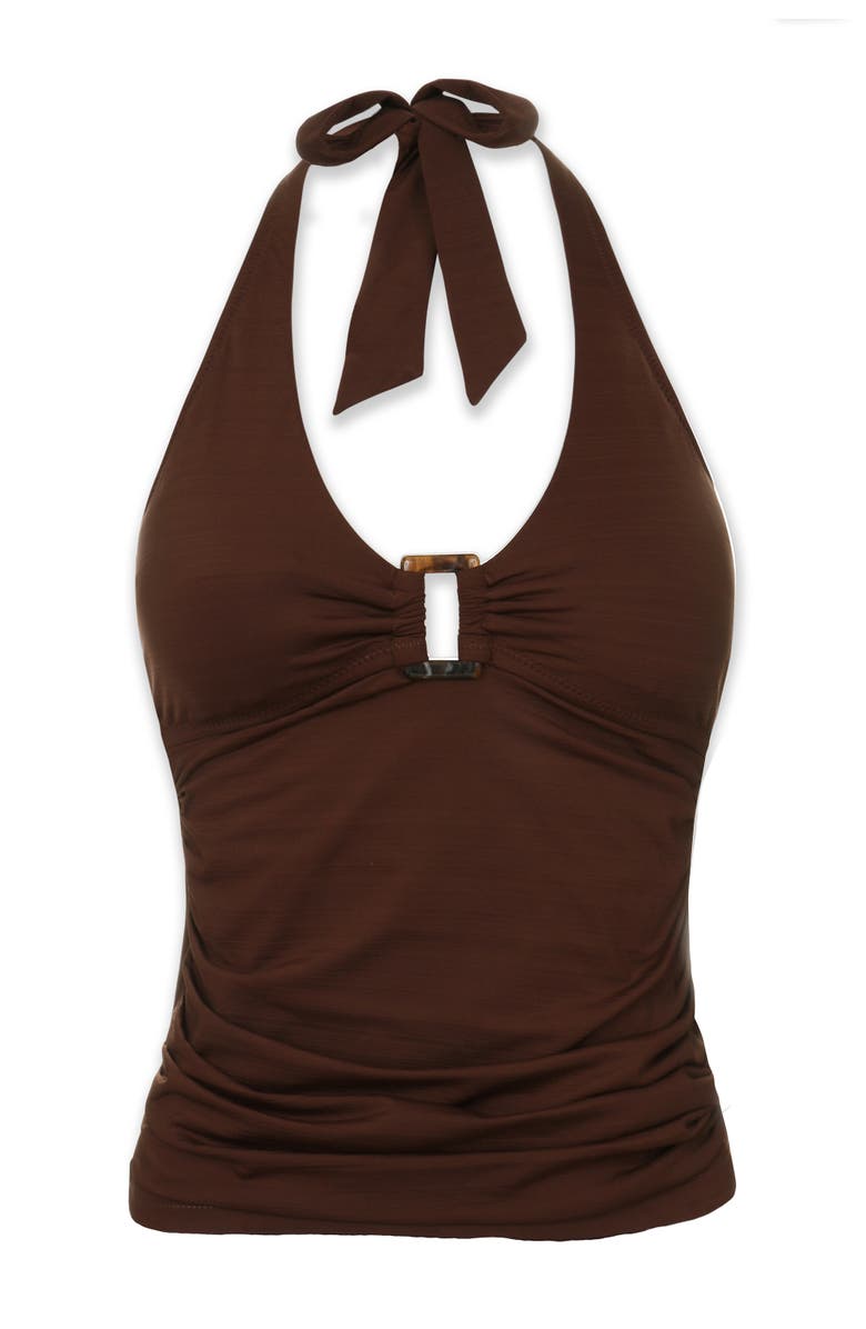 HELEN JON Mara Tortoise Tankini, Alternate, color, Textured Chocolate Brown