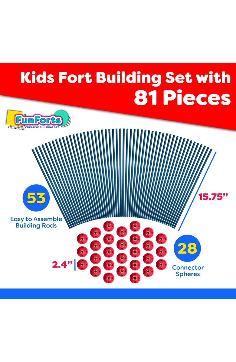 Power Your Fun Fun Forts Kids Tent for Kids - 81 Pack, Alternate, color, Blue, Red