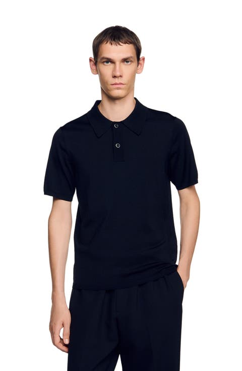 Short-sleeve knitted polo shirt