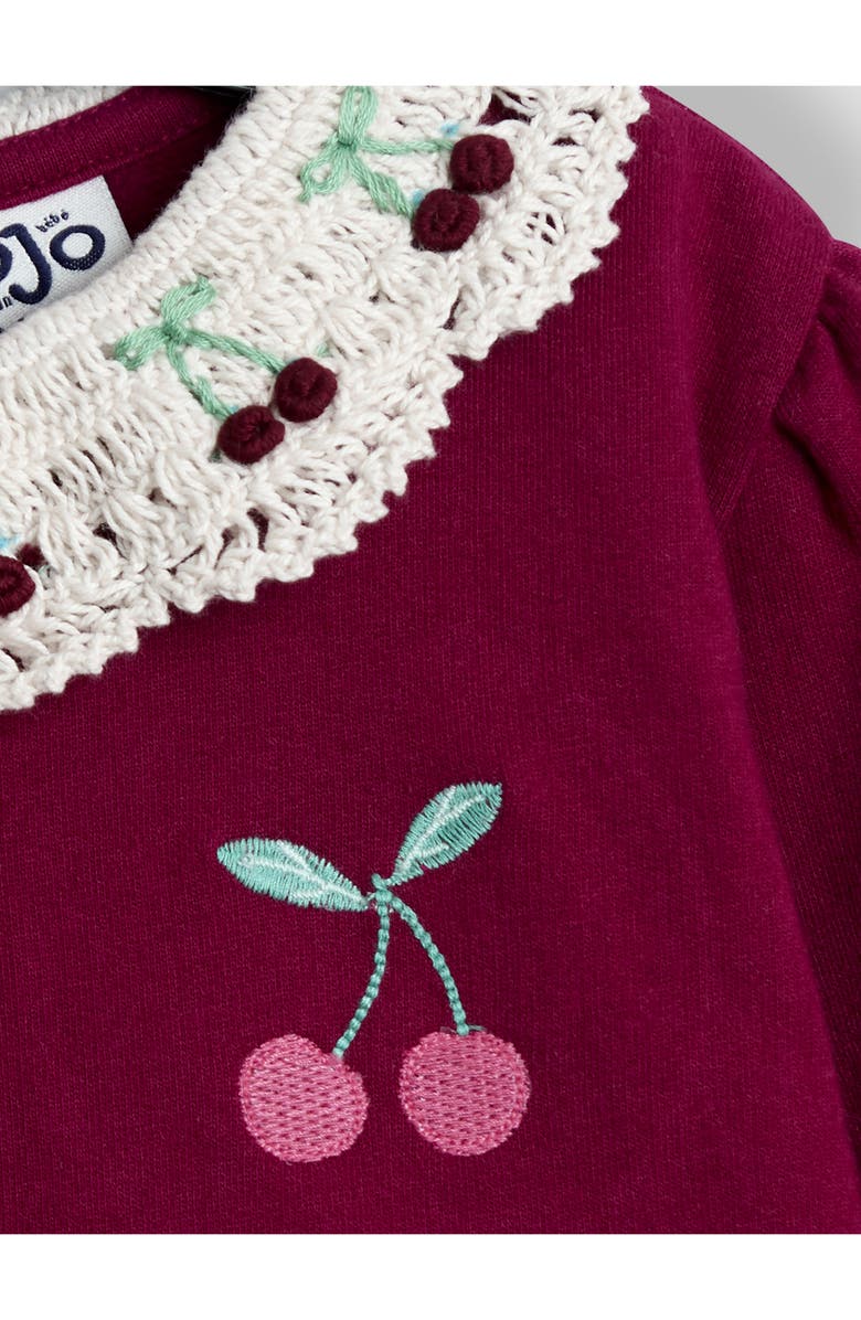 JOJO MAMAN BEBE Crochet Collar Sweatshirt & Leggings, Alternate, color, Berry