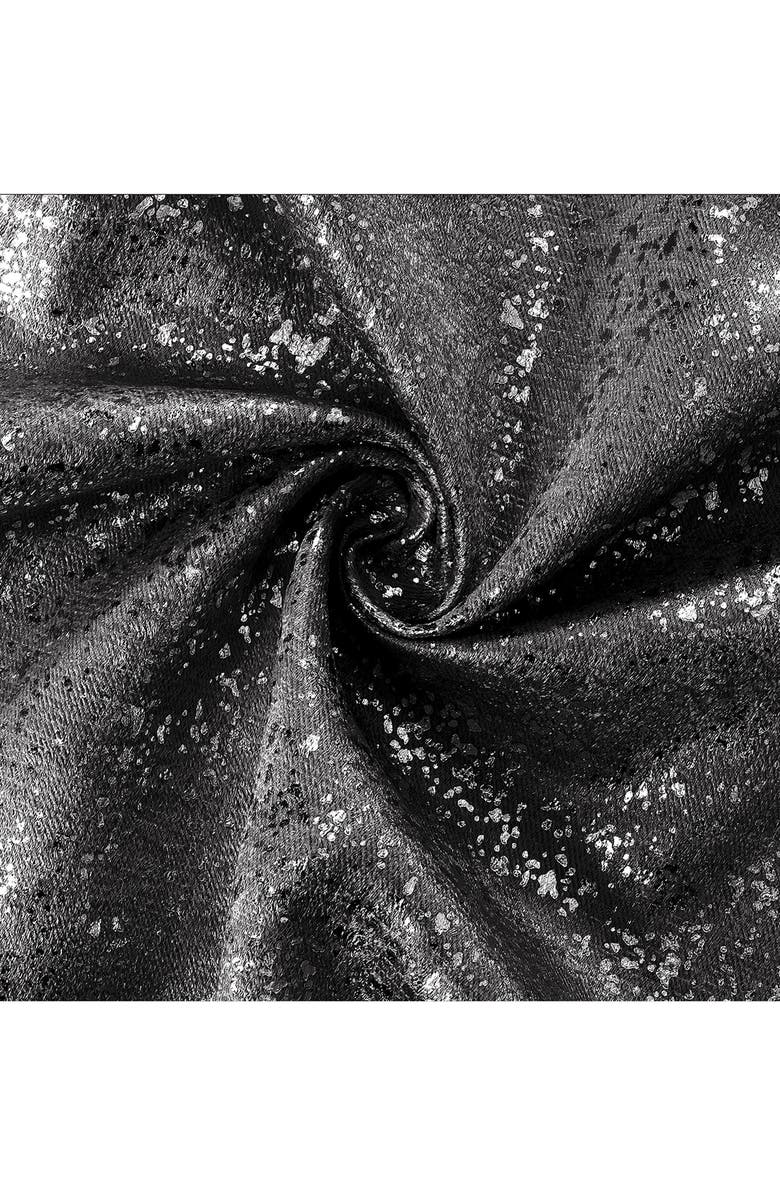 DAINTY HOME Artistic Set of 2 Metallic Textured Thermal Insulated Blackout Curtain Panels, Alternate, color, Black