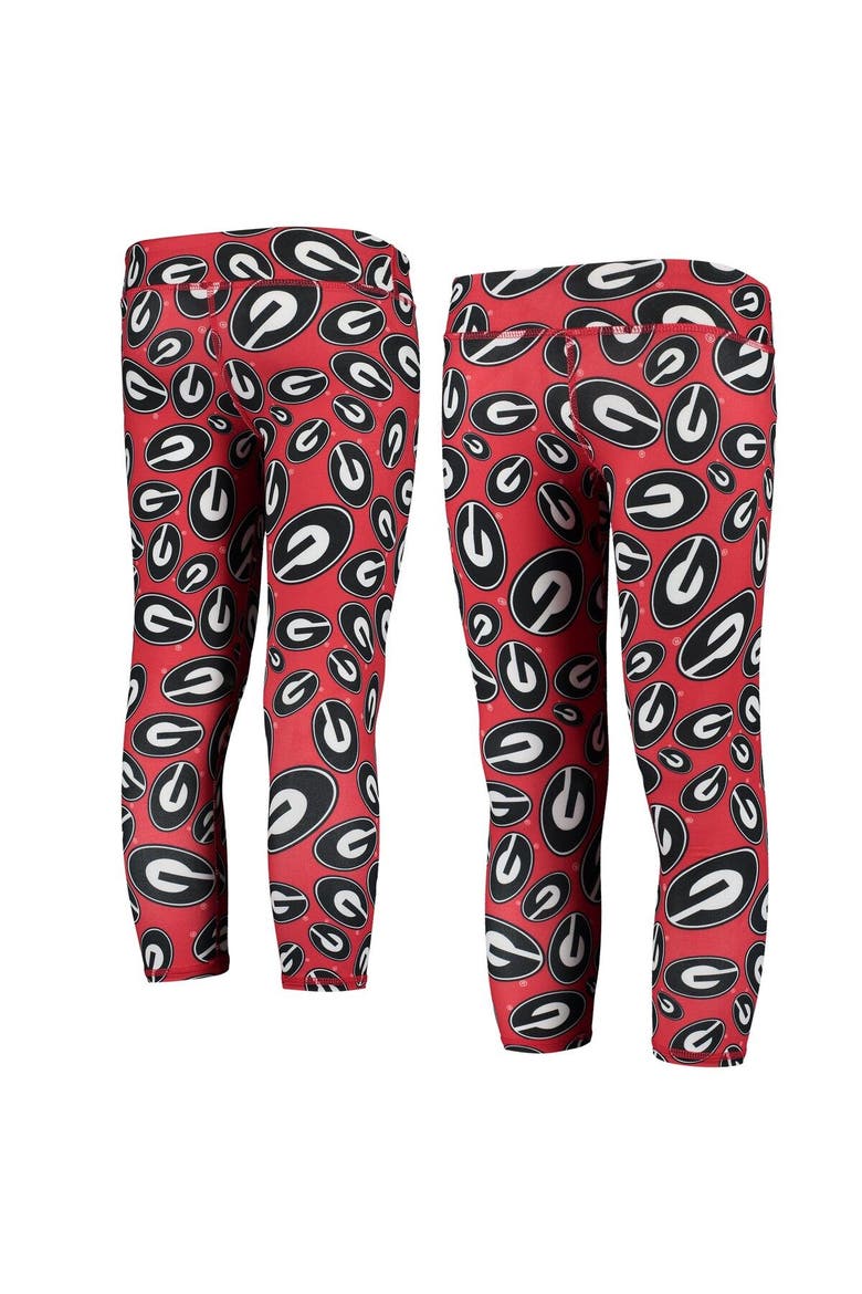 Girls Youth ZooZatz Red/Black Georgia Bulldogs Stacked Mascot Leggings, Main, color, Red