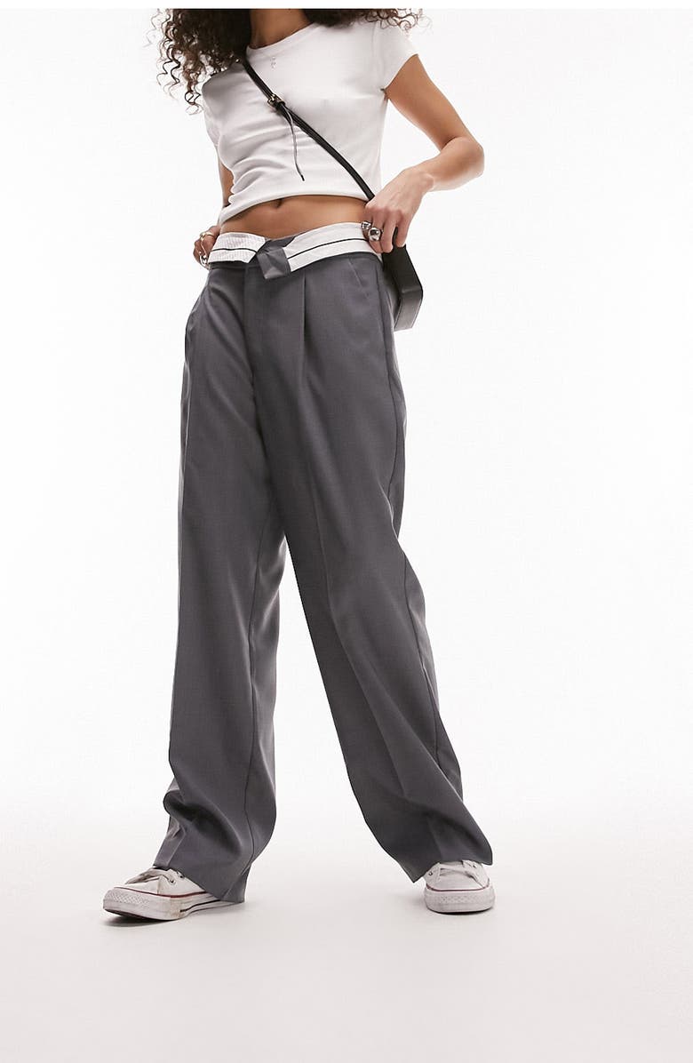 Topshop Foldover Waist Peg Trousers, Main, color, 