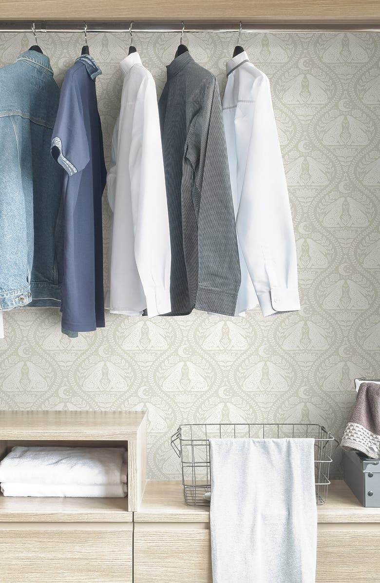 Wallpops Cream Moon Rabbit Peel Stick Wallpaper, Alternate, color, Off-White