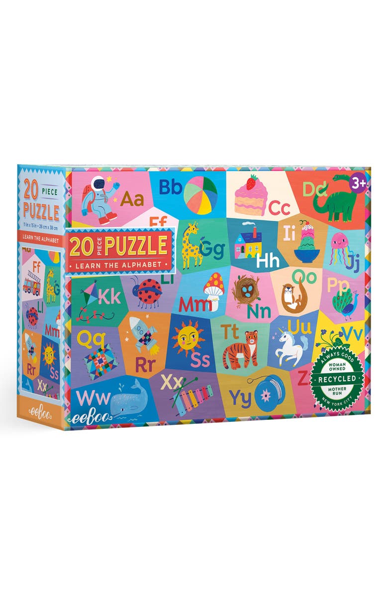 eeBoo Learn the Alphabet 20-Piece Puzzle, Main, color, Blue Multi