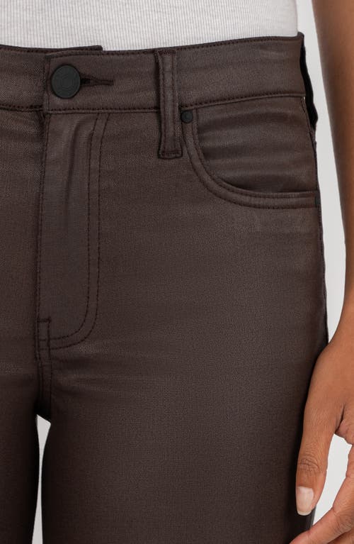 Kut From The Kloth Meg Coated High Waist Wide Leg Jeans In Brown