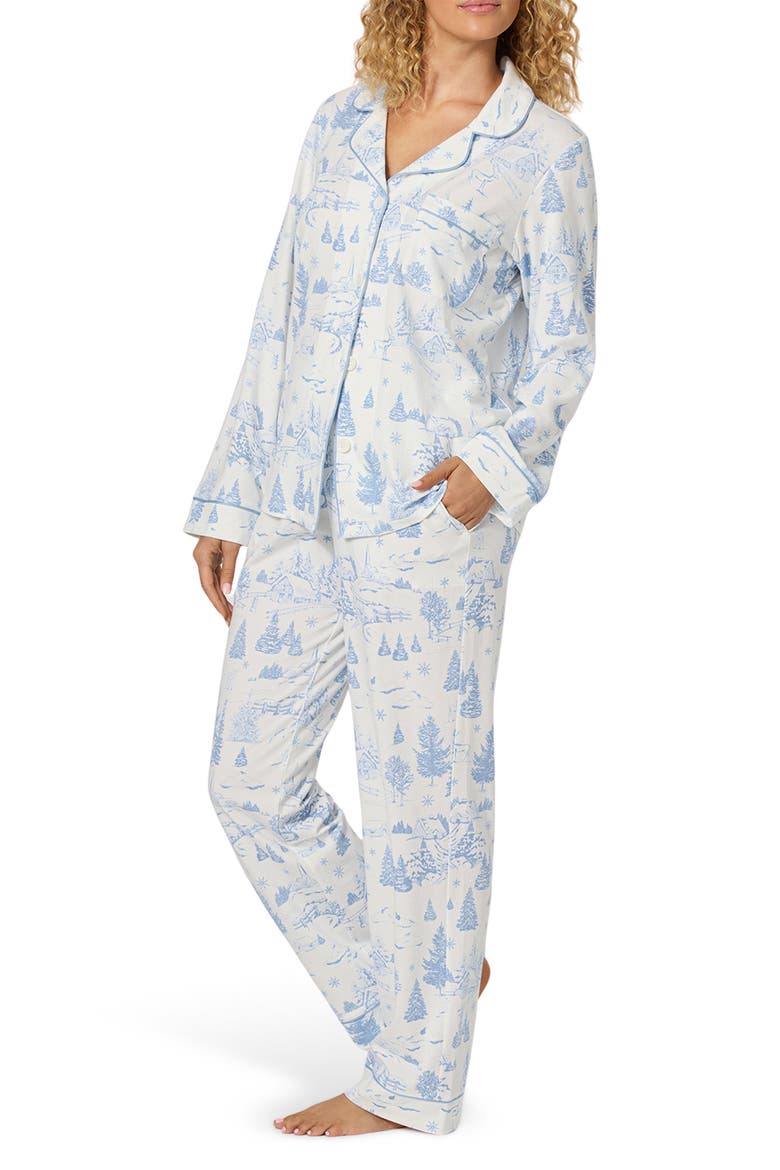 Print Stretch Organic Cotton Pajamas, Alternate, color, WINTER WONDERLAND
