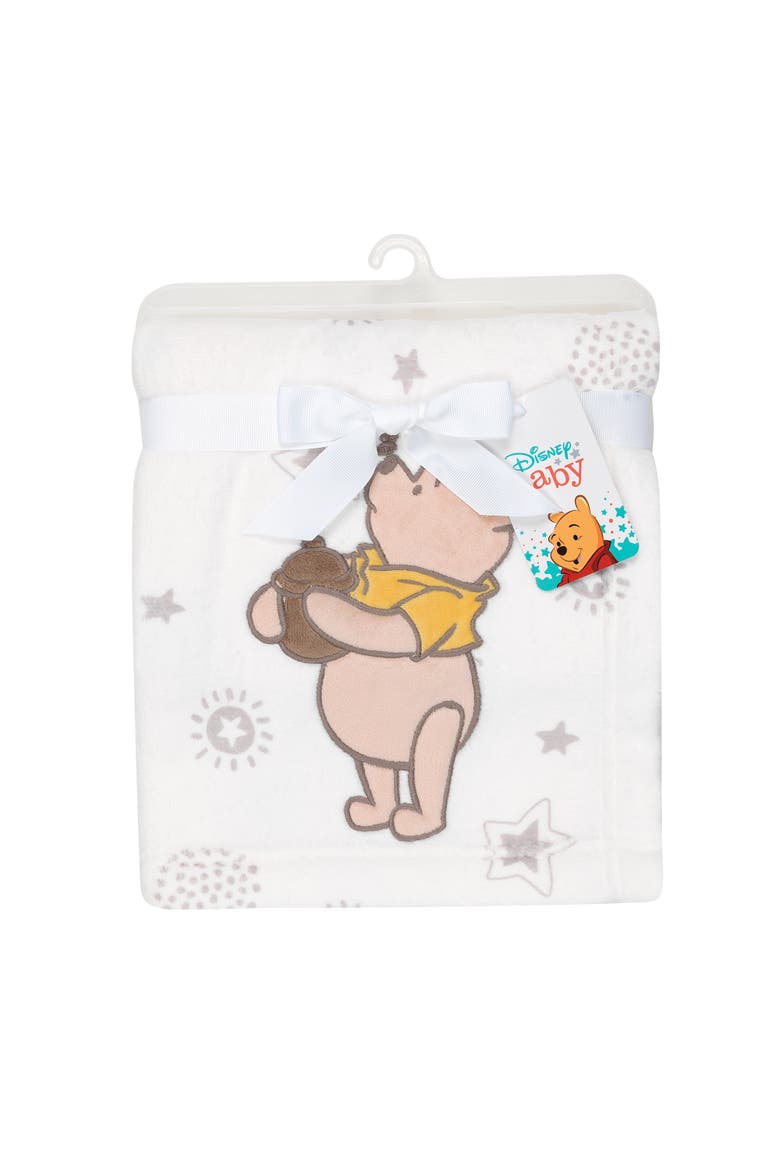 Disney Baby WINNIE THE POOH Fleece Appliqued Baby Blanket, Alternate, color, Cream