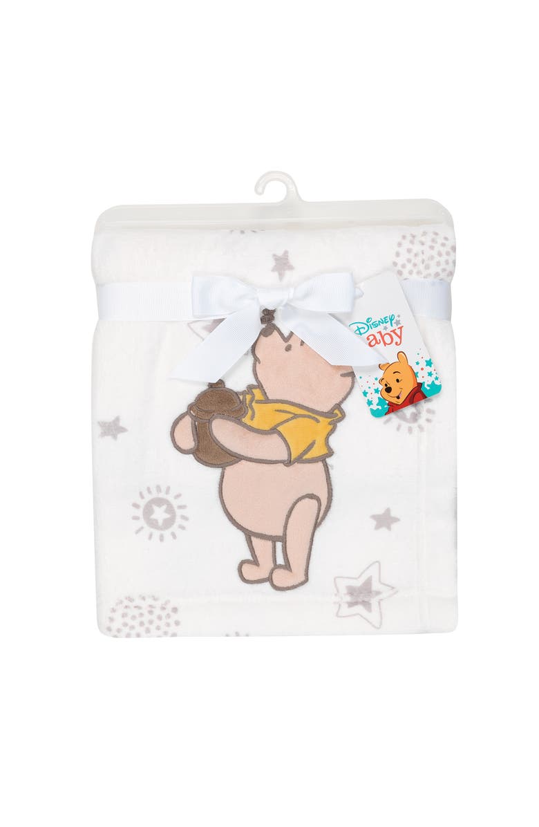 Lambs & Ivy Disney Baby WINNIE THE POOH Fleece Appliqued Baby Blanket, Alternate, color, Cream