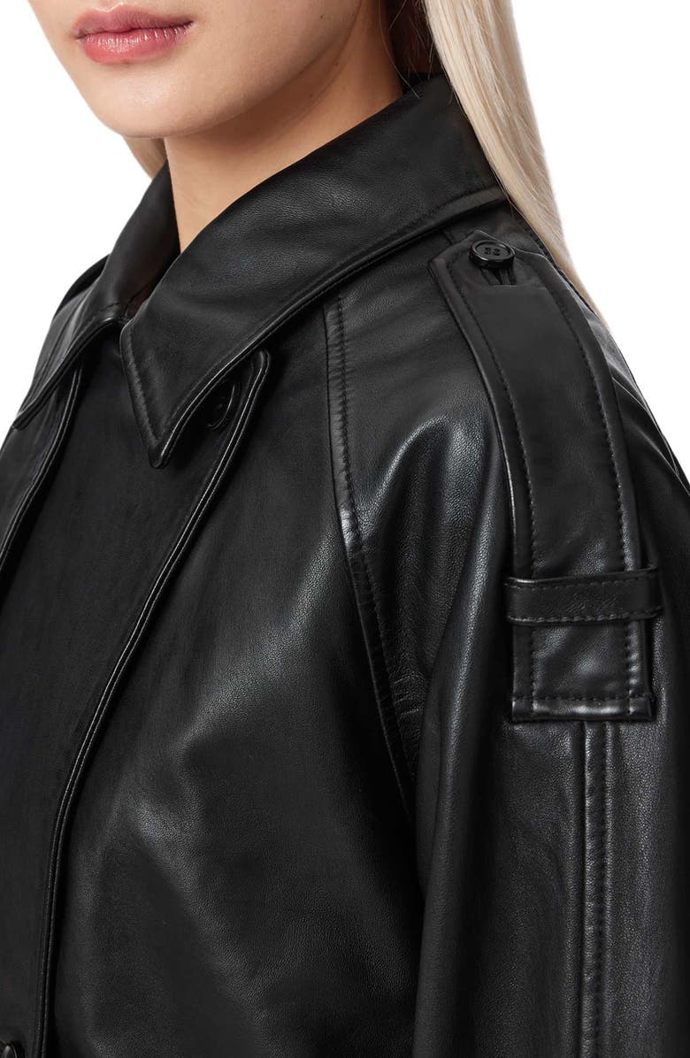 AllSaints Reya Crop Leather Trench Coat, Alternate, color, 