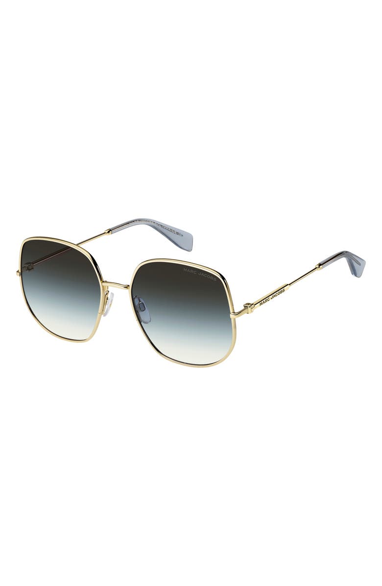 Marc Jacobs 59mm Gradient Square Sunglasses, Alternate, color, Gold Blue/ Grey Green
