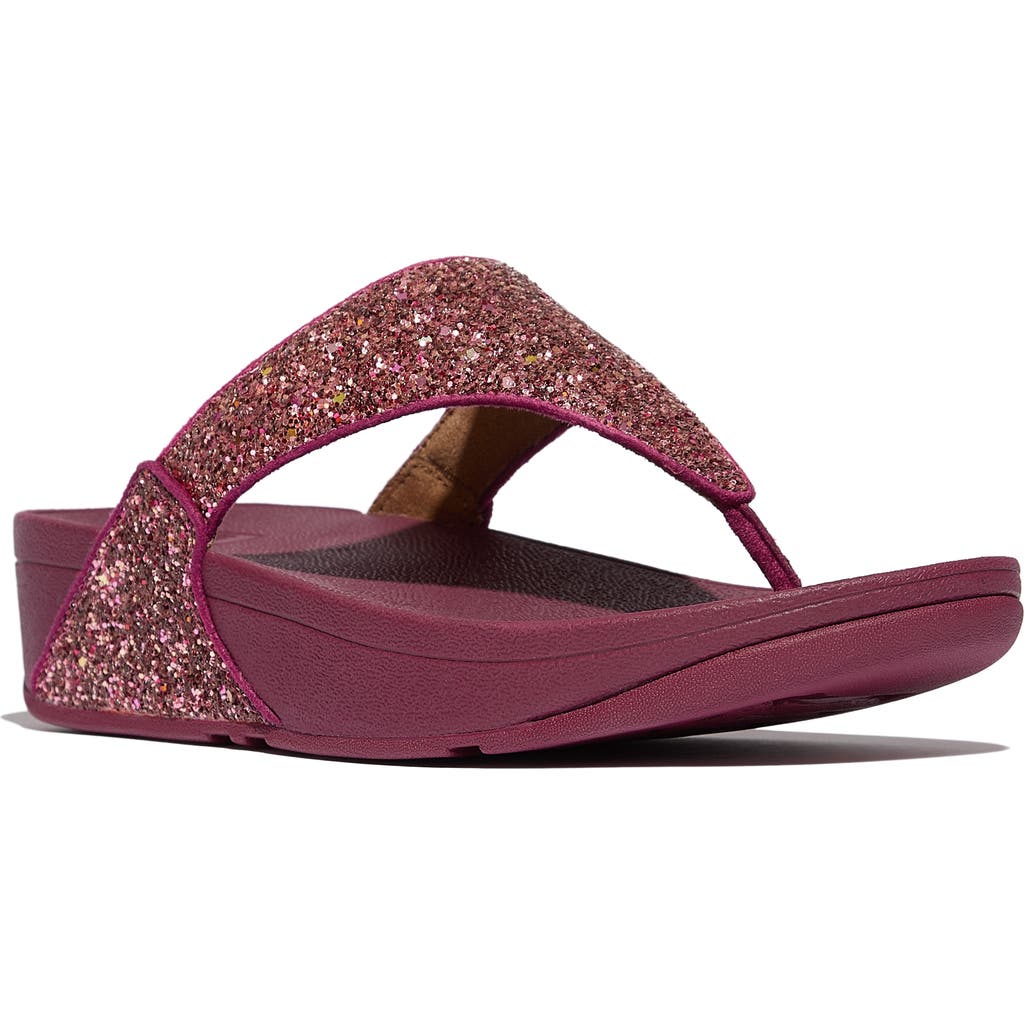 Fitflop Lulu Multi Tonal Glitter Toe Post Sandals In Burgundy