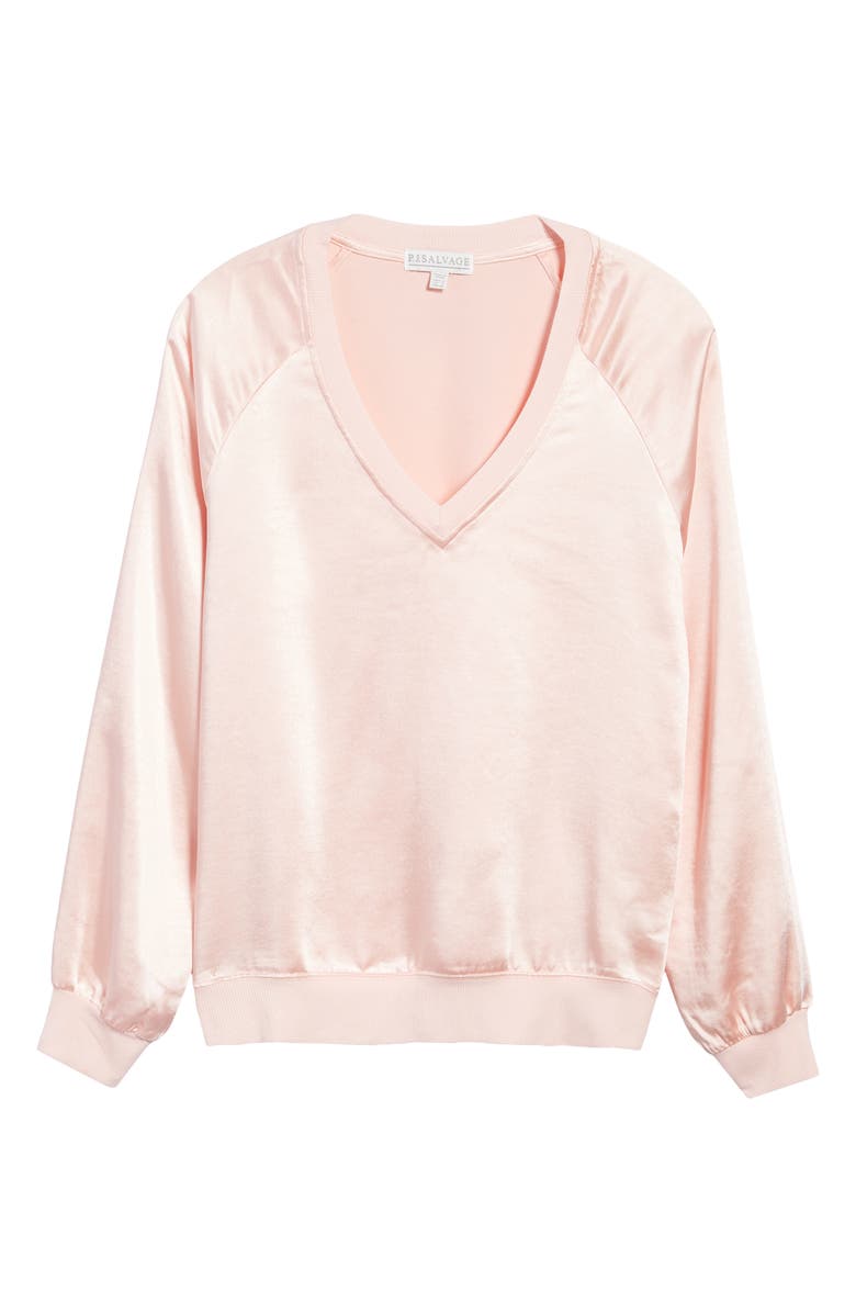 PJ Salvage V-Neck Satin Sleep Top, Alternate, color, 