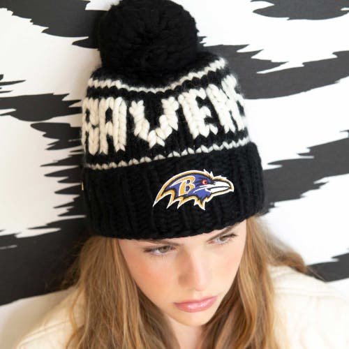 Lele Sadoughi Black Ravens Nfl Beanie With Yarn Pom Pom In Black