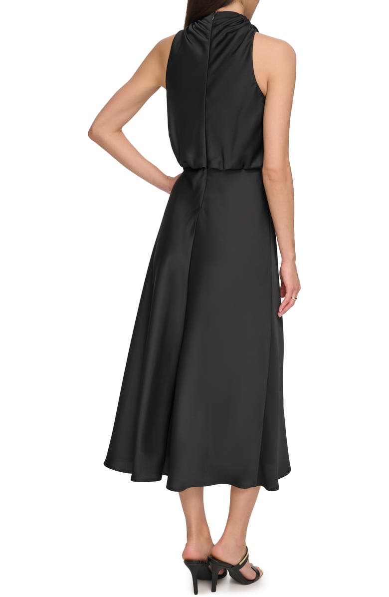DKNY Mock Neck Satin Midi Dress, Alternate, color, 